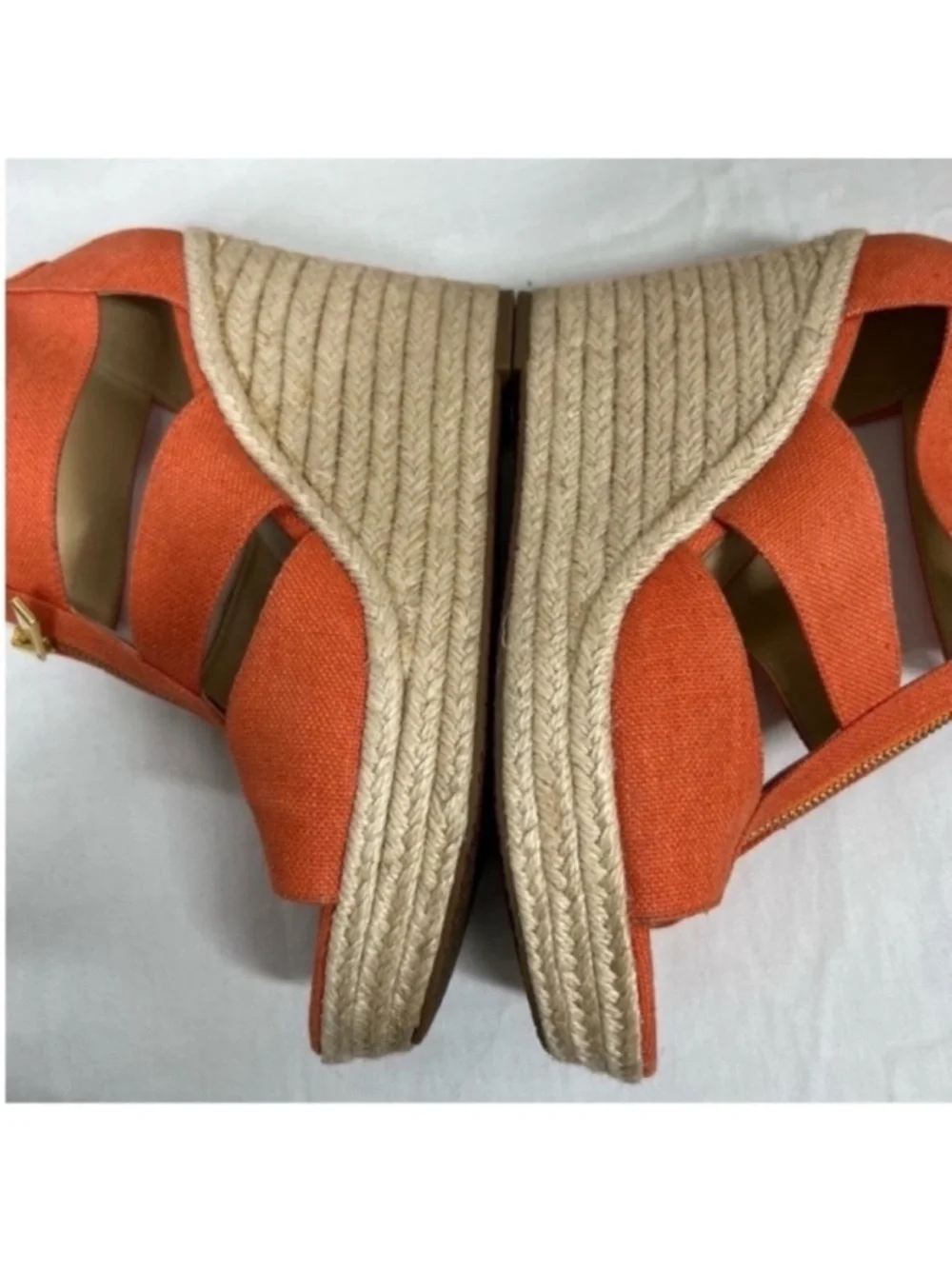 Michael kors damita coral canvas jute rope platform wedge sandals